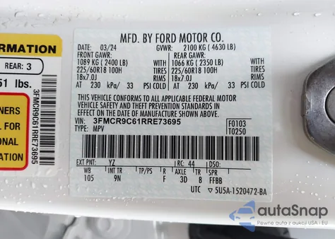 2024 Ford Bronco Sport Outer Banks from USA, damaged, VIN 3FMCR9C61RRE73695